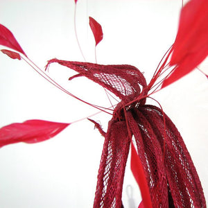 Red Sinamay & Feather Headdress by Basia Zarzycka