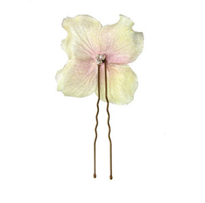 Pink single hydrangea flower pin by Basia Zarzycka